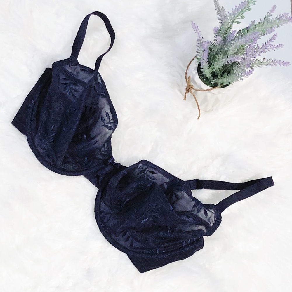 Purple Mesh Underwire Bra With Adjustable Straps